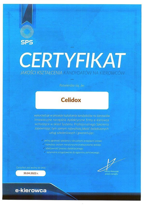 Certyfikat Jakości kształcenia